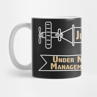 Just Married Under New Management Airplane Mug